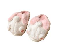 ZNEL Women's Slippers Cute Rabbit Butt Tail Bunny Warm Plush Comfortable Indoor Anti Slip Home Thick Sole Winter Soft Cotton Shoes(40/41 EU, A-Pink)