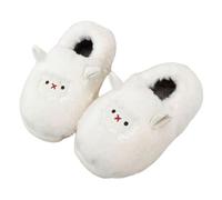 ZNEL Women's Soft Comfy Warm Plush Lamb Cotton Platform Slippers Sheep Animal Non-slip Thick Sole Indoor Outdoor Home Bedroom Shoes(38/39 EU, White-Closed)