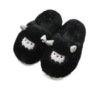 ZNEL Women's Soft Comfy Warm Plush Lamb Cotton Platform Slippers Sheep Animal Non-slip Thick Sole Indoor Outdoor Home Bedroom Shoes(36/37 EU, Black-Closed)