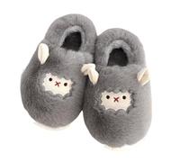 ZNEL Women's Soft Comfy Warm Plush Lamb Cotton Platform Slippers Sheep Animal Non-slip Thick Sole Indoor Outdoor Home Bedroom Shoes(38/39 EU, Gray-Closed)