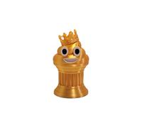 Znet3D Jr King Poop Emoji Trophy's - Perfect Award or Gift - 4" inches Tall - Featuring a Solid Poop Emoji with a Crown on a Column Pillar with White and Black Eyes and White Smile (Silk Gold)