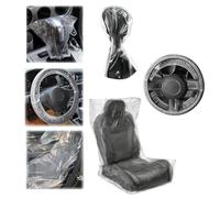 ZNFDOS 45 Pcs Universal Disposable Car Seat Covers,Includes 15 Steering Wheel Covers, 15 Shift Lever Covers, 15 Driving Chair Covers, Transparent Car Interior Protectors for Airplane,Bus Seats,Trains