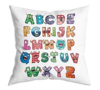 ZNGFON Fun and Colorful ABC Monster Alphabet 18x18 Inch Throw Pillow Cover,Book Center Calming Corner Home Bedroom Decor Pillowcase,School Classroom Reading Corner Decor Pillowcase