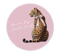 ZNGFON Funky Pink Cheetah Print Bow Round Gaming Mouse Pad, Trendy Leopard Print Round Mousepads for Desk Home Office Computers Laptop Accessories, Preppy Girly Pink Office Supplies, 7.9x7.9 Inch