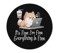 ZNGFON Funny Corgi Round Gaming Mouse Pad, It's Fine I'm Fine Everything is Fine Round Mousepads for Desk Home Office Computers Laptop Accessories, Corgi Gifts for Women Men Dog Lovers, 7.9x7.9 Inch