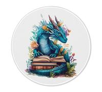 ZNGFON Gothic Floral Green Dragon Mouse Pad for Desk 7.9x7.9, Book Lovers Gifts, Academia Dragon Bookish Mousepad for Work Computers Laptop Home Office Dorm Desk Accessories A1