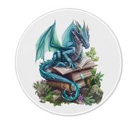 ZNGFON Gothic Floral Green Dragon Mouse Pad for Desk 7.9x7.9, Book Lovers Gifts, Academia Dragon Bookish Mousepad for Work Computers Laptop Home Office Dorm Desk Accessories A3