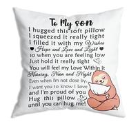 ZNGFON Hug This Pillow Until You Can Hug Me Son Gifts Soft Throw Pillow Covers 18x18 Inch Christmas，Birthday, Graduation Gifts from mom and dad，Children's Day Gift，Long Distance Gifts