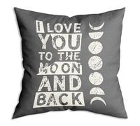 ZNGFON I Love You to The Moon and Back Lunar Gray Throw Pillow Cover 18x18 inch Couple Valentine’s Day Decorative Pillowcase, Love Words Decor Decorations for Home Sofa Living Room