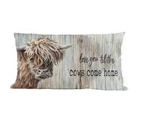 ZNGFON Love You tilthe Cows Come Home Cow Art Farmhouse Throw Pillow Covers 12x20 Inch Decor Vintage Country Farmhouse Art for Gifts and Home Decor Pillowcases