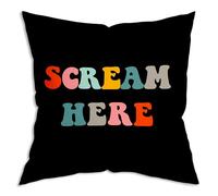 ZNGFON Scream Here Funny Weird Decor Throw Pillow Covers 18x18，Funky Throw Pillow Covers Colorful Office Decor（Colorful）