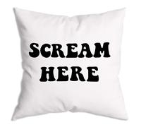 ZNGFON Scream Here Funny Weird Decor Throw Pillow Covers 18x18,Funky Throw Pillow Covers Colorful Office Decor(White and Black)