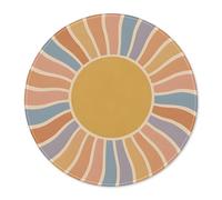 ZNGFON Vintage Boho Sun Round Gaming Mouse Pad, Retro Rainbow Sunrise Sunset Round Mousepads for Desk Home Office Computers Laptop Accessories, Boho Office Supplies, 7.9x7.9 Inch