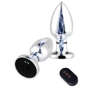 Zngoiwyt SM Electro Shock Anal Vibrators Metal Electrostimulation Anal Plug with 10 Vibration Electro Shock Modes Butt Plug SM Prostate Stimulation Sex Toys for Men Women Couple(M)