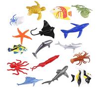 Zngou 16 Pcs Mini Sea Animal Figures, Realistic Plastic Sea Creatures Life Figures Under The Sea Animals Toys Ocean Animals Figures Wild Animal Bath Animal Toys Learning
