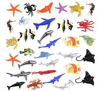 Zngou 32 Pcs Mini Sea Animal Figures, Realistic Plastic Sea Creatures Life Figures Under The Sea Animals Toys Ocean Animals Figures Wild Animal Bath Animal Toys Learning