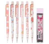 Zngou6Pcs Mechanical Pencil Set 0.5mm HB Mechanical Pencil Automatic Pencil Architecture Propelling Pencil Pastel Aesthetic Pencils Lead Refills Student Art School Drawing Writing Sketching（Pink）