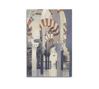 ZNHSzzQ Religious Islamic Watercolor - Style Arcade Architecture Poster Wall Art Canvas Poster Modern Painting for Living Room Bed Room 12x18inch(30x45cm) Unframe-style