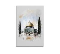 ZNHSzzQ Religious Islamic Watercolor - Style Dome Building Poster Wall Art Canvas Poster Modern Painting for Living Room Bed Room 16x24inch(40x60cm) Unframe-style