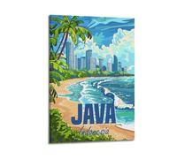 ZNHSzzQ Travel Java Beach City.jpg Poster Wall Art Canvas Poster Modern Painting for Living Room Bed Room 16x24inch(40x60cm) Frame-style