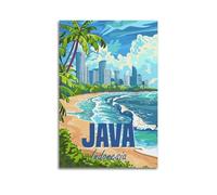 ZNHSzzQ Travel Java Beach City.jpg Poster Wall Art Canvas Poster Modern Painting for Living Room Bed Room 24x36inch(60x90cm) Unframe-style