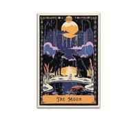 ZNHSzzQ Wolves Under Moon And Creature in Water in Flat Coloring Poster Wall Art Canvas Poster Modern Painting for Living Room Bed Room 08x12inch(20x30cm) Unframe-style