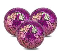 ZningEsxi Round Glass Mosaic Balls 3Pcs 8.5cm Crackl Orbs Coffee Table Centerpiece Vases Wedding Christmas Party Decorative(Gradient purple)