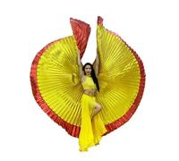 ZNJAMN 1pcs Isis Wings Egyptian Belly Dance Carnivals Festivals Cosplay Fairy New Unique Two-Color Stitching +Sticks for Performance(Back Not Open)