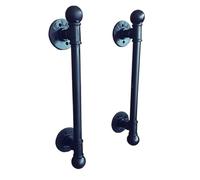 ZNJAMN 2pcs Antique Black Door Handle Handles Pull Pulls Water Iron Pipe with Ball Finial for Doors