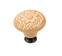 ZNJAMN 2pcs Retro Pattern Ceramic Drawer Knob Furniture Handle Knob Door Cabinet Handle Polished for Cupboard Hardware for Doors(Yellow)