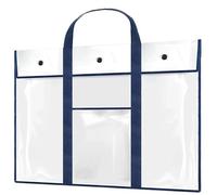 ZNJAMN Artist Drawing Board Bag Poster Bag Clear PVC Art Portfolio Container Portable Bulletin Board Holder with Handle Pocket Multipurpose Poster for Students for Drawing Boar(Transparent-2pcs)