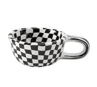 ZNJAMN Ceramic Coffee Mug 1pc 200ml Coffee Mug Ceramic Coffee Cups Plaid Pattern Water Cups Summer Drinkware Kitchen Stuff Home Kitchenware For Home(Black)