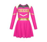 ZNJAMN Cheerleader Costume child Cheerleader Costumes Children School child Cheerleading Uniform Dress Cheering Team Clothes Sets For Dancing Competition(Hot Pink,6)