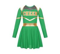 ZNJAMN Cheerleader Costume child Cheerleader Costumes Children School child Cheerleading Uniform Dress Cheering Team Clothes Sets For Dancing Competition(Green,10)