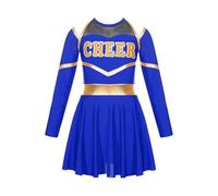 ZNJAMN Cheerleader Costume child Cheerleader Costumes Children School child Cheerleading Uniform Dress Cheering Team Clothes Sets For Dancing Competition(Blue,8)