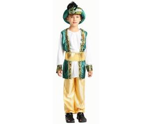 ZNLFS Children's Arab Prince Costume Aladdin Cosplay Outfit | Hat with Feather, Egypt King Shiek, Arabian Genie, Halloween Fancy Dress, Aged 4-12