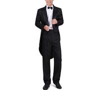 ZNLFS Men's Tuxedos Formal Suits Slim Fit Jacket Swallow-Tailed Coat Musician Cosplay Adult Magician Tailcoat Costume Magic Show Swallowtail (UK, Alpha, XS, Regular, Regular, Black)