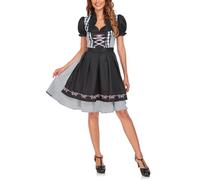 ZNLFS Women's Oktoberfest Dirndl Costume Maid Plaid German Beer Festival Cosplay Bavarian Dress Halloween Fancy Dress Carnival Outfits (Pure Black, XL)