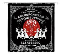 ZNLSU Gothic Halloween Shower Curtain Black White Witchy Ouija Board Gothic Palmistry Spooky Witch Tarot Witchcraft Alchemy Halloween 70" WX70 H Bathroom Decor Fabric Curtain with Hooks