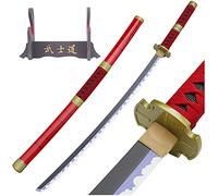 ZNLVZSH Roronoa Zoro Samurai Sword,Anime Cosplay Blade Katana Handmade Halloween Prop Wooden Model Sword Ninja Weapons Toy For Adult Kids (size : 104cm/40.9in)(Wooden shelf, Kitetsu)
