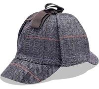 ZNOR Mens Deerstalker Sherlock Holmes Cap Herringbone Houndstooth Tweed Wool Hat