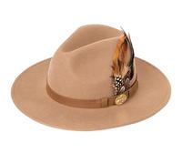 ZNOR Mens Trilby Hats Womens Fedora Hat Mens Fedora Hat Adjustable Band Feather Fedora Hat For Men Trilby Hat For Men Felt Fedora Hats For women Wool Hats For Women -Beige-XL