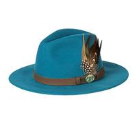 ZNOR Mens Trilby Hats Womens Fedora Hat Mens Fedora Hat Adjustable Band Feather Fedora Hat For Men Trilby Hat For Men Felt Fedora Hats For women Wool Hats For Women -Teal-S