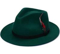 ZNOR Mens Trilby Hats Womens Fedora Hat Mens Fedora Hat Adjustable Band Feather Fedora Hat For Men Trilby Hat For Men Felt Fedora Hats For women Wool Hats For Women -Forest Green-S