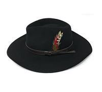 ZNOR Mens Trilby Hats Womens Fedora Hat Mens Fedora Hat Adjustable Band Feather Fedora Hat For Men Trilby Hat For Men Felt Fedora Hats For women Wool Hats For Women -Black-M