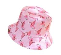 ZNOR Reversible Unisex Flamingo Printed Bucket Hat Lightweight Fisherman Cap Sun Protected Pink One Size