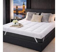 ZNR® Luxury Hotel-Quality Mattress Topper Super King 180x200cm | 10cm Extra Thick Microfiber Mattress Topper Bed with Elastic Straps | Deep Cooling Comfort | Soft, Breathable & Machine Washable