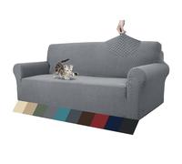 ZNSAYOTX 1 Piece Jacquard Couch Covers for 3 Cushion Couch Living Room High Stretch Sofa Cover Pets Dogs Friendly Anti Slip Thickened Slipcovers Furniture Protector (Sofa, Light Grey)