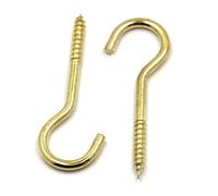 ZNTIHZ 100pcs 1# - 14# Galvanized Steel Light Hook Ring Question Mark Screw Self-Tapping Hooking for Hanging Plants,Cups(Yellow,5#)