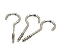 ZNTIHZ 100pcs 1#-14# Nickel Plated Steel Light Hook Ring Question Mark Hooks Screws Wood Self-Tapping Screw Hooking for Hanging Plants,Cups(2#)